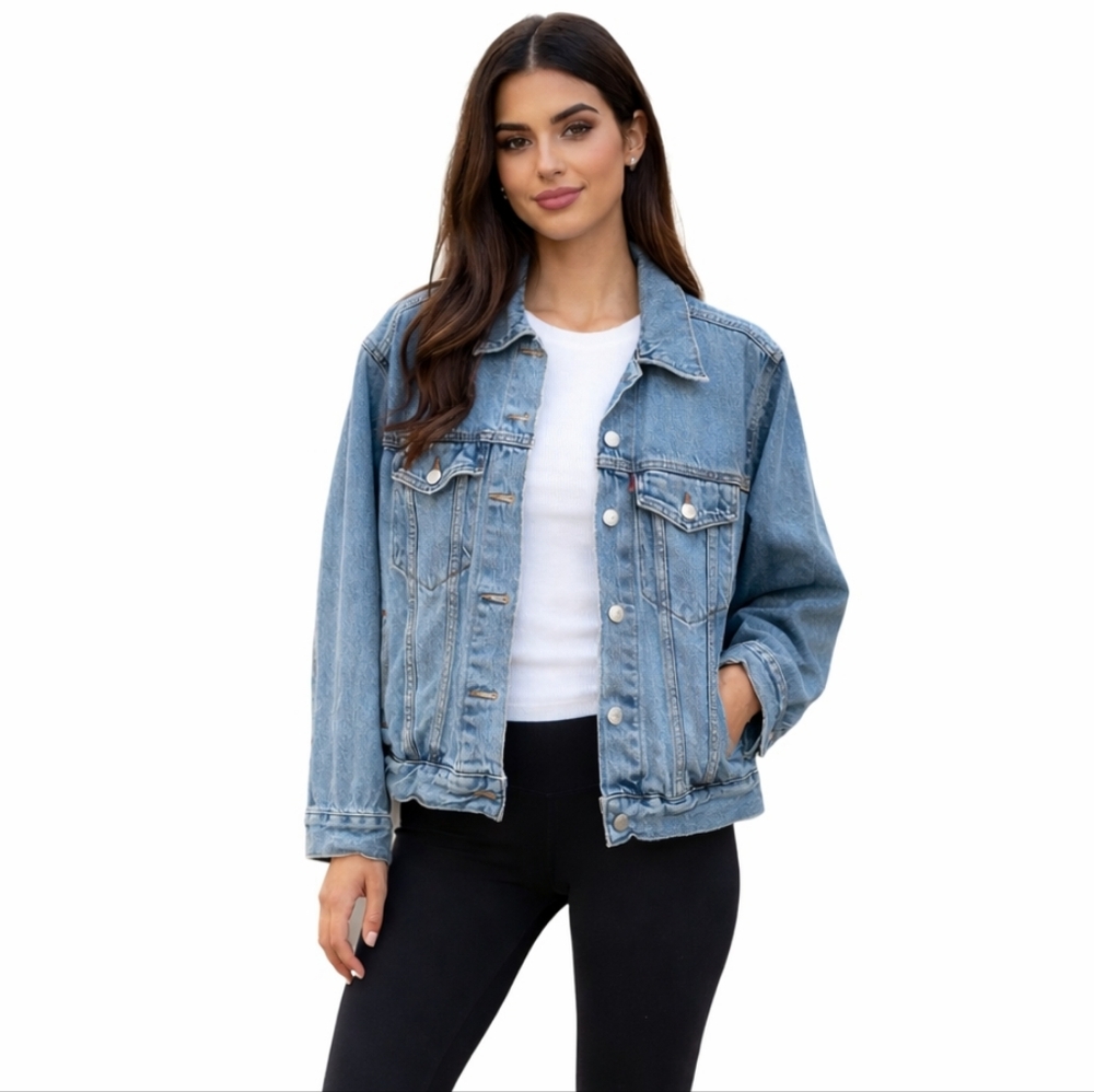 Levi's Classic Printed Medium Wash Jean Jacket Size L - Picture 1 of 6